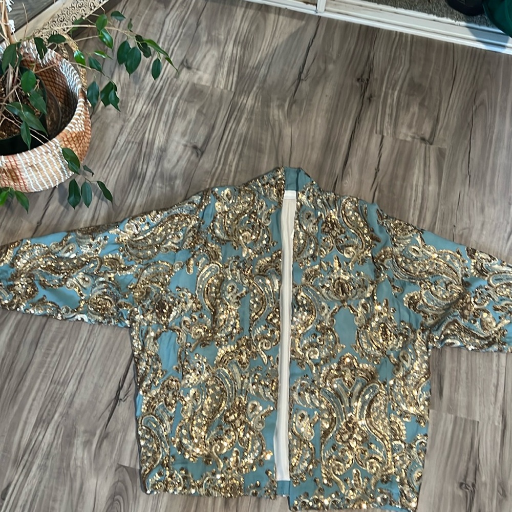 NWT Anthropology 3/4 sleeve sequin jacket